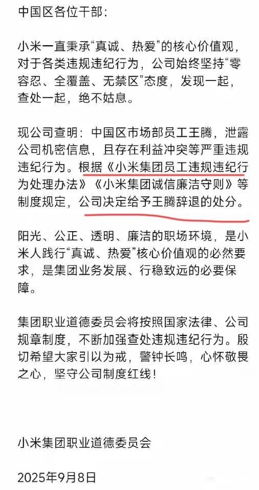 辞退泄露机密移交证物雷军拍板永不录用！j9九游真人游戏第一品牌小米高管王腾被(图9)